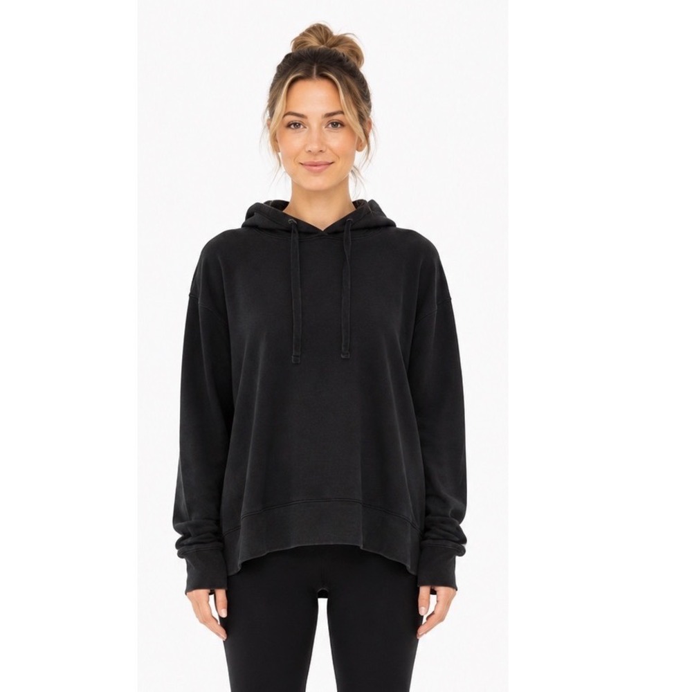 Zara Oversized Hoodie Black Cotton Blend Fleece Sweatshirt L Athleisure 114-35